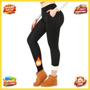 Fleece Lined Thermal Yoga Pants High Waisted 4-Way Stretch Winter Running